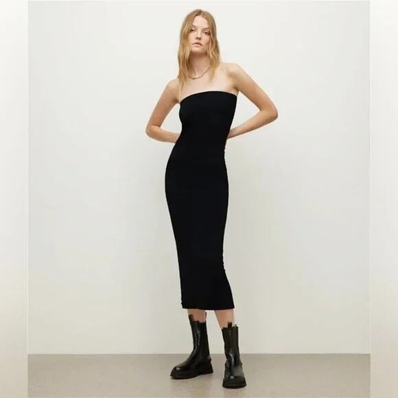 NWT AllSaints Charlie Convertible Black Midi Dress Size 4 - Picture 1 of 4